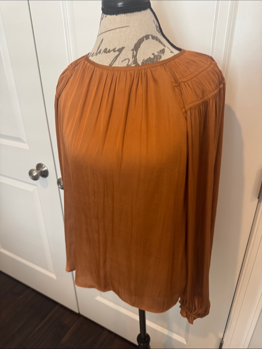 Current Air Rust Orange Long-Sleeve Peasant Top